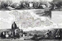 Zoom sur Carte par Levasseur de la Moselle en 1847 - gravure reproduite et restaurée numériquement par © Norbert Pousseur