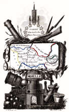 Zoom sur Carte succinte de la Moselle vers 1830 - gravure reproduite et restaurée numériquement par © Norbert Pousseur