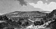 Pour zoom, Vue générale de Nancy depuis une de ses collines vers 1830 - gravure  reproduite et restaurée par © Norbert Pousseur