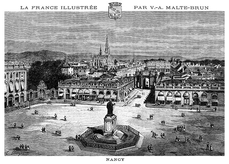Place Stanislas de Nancy vers 1880 - gravure  reproduite et restaurée par © Norbert Pousseur