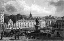 Pour zoom, La place Stanislas de Nancy (ex place Royale) vers 1850 - gravure  reproduite et restaurée par © Norbert Pousseur