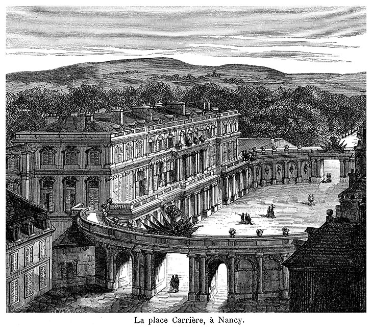 Place Carrière à nancy vers 1875 - gravure  reproduite et restaurée par © Norbert Pousseur