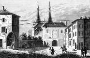 Pour zoom, Porte de la citadelle à Nancy vers 1835  - gravure de Baugean reproduite et restaurée par © Norbert Pousseur