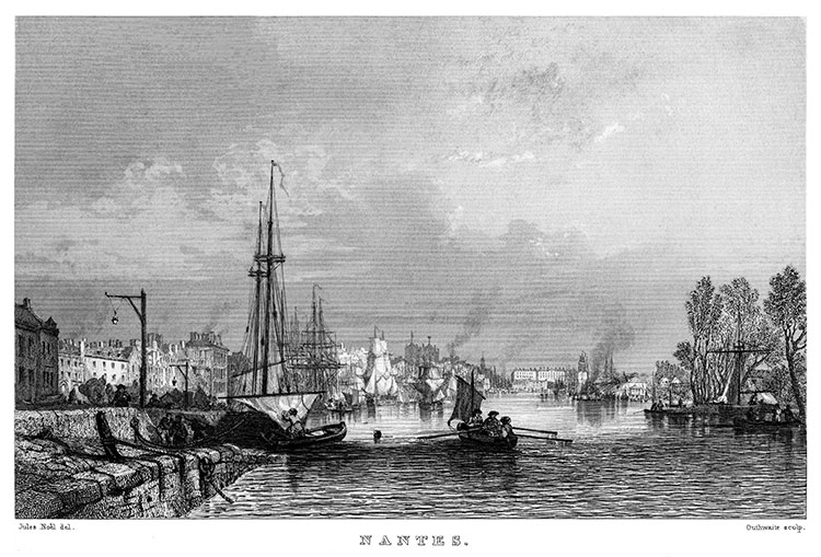 Nantes vers 1840 - gravure reproduite et restaurée numériquement par © Norbert Pousseur