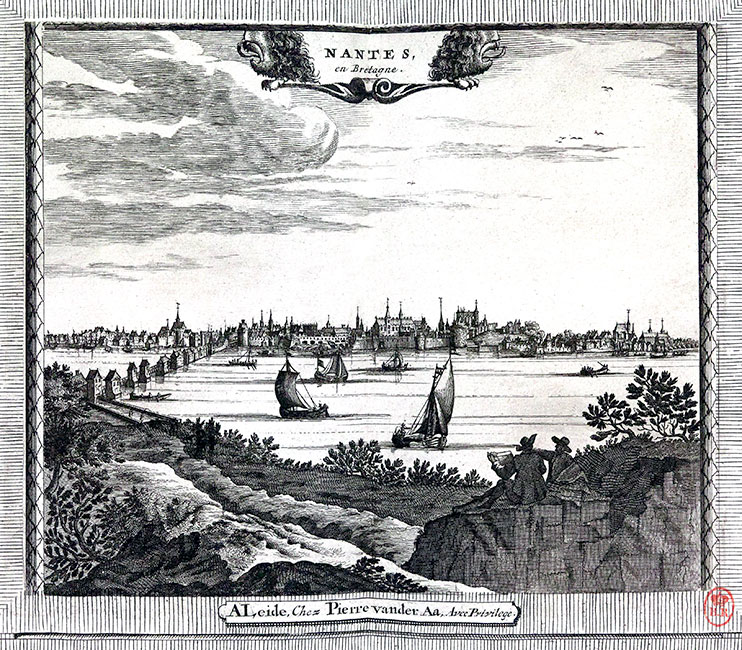 Nantes vers 1725 - gravure reproduite par la BNF, et restaurée numériquement par © Norbert Pousseur