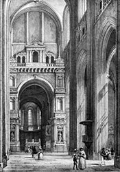 Vignette de La Cathédrale de Nantes vers 1840  - gravure reproduite puis restaurée numériquement par  © Norbert Pousseur