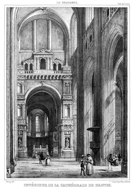 Pour Zoom, La Cathédrale de Nantes vers 1840 - gravure reproduite puis restaurée numériquement par  © Norbert Pousseur