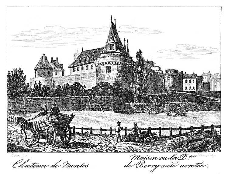Pour Zoom, Nantes et son château vers 1830 - gravure reproduite puis restaurée numériquement par  © Norbert Pousseur