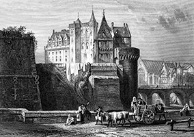 Vignette de L'esplanade du château de Nantes vers 1855 - gravure reproduite puis restaurée numériquement par  © Norbert Pousseur