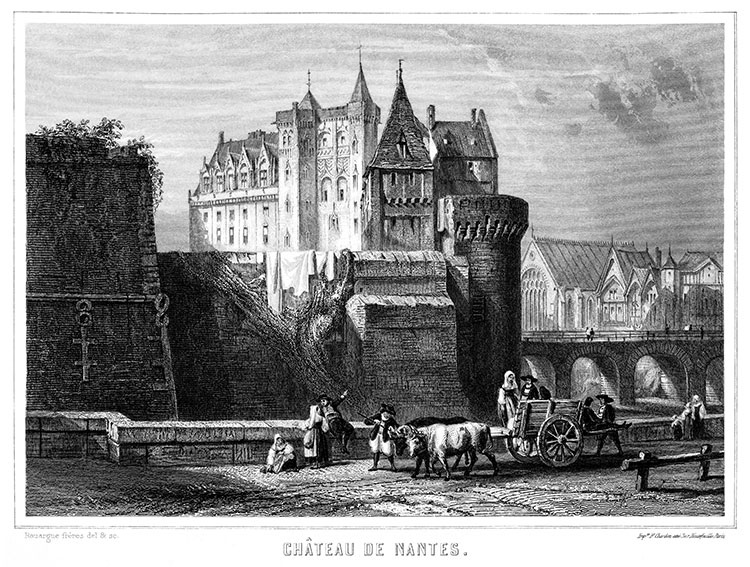 Pour Zoom, L'esplanade du château de Nantes vers 1855 - gravure reproduite puis restaurée numériquement par  © Norbert Pousseur