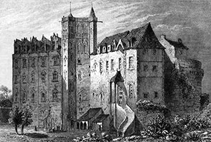 Vignette du Le château de Nantes vers 1840 - gravure reproduite puis restaurée numériquement par  © Norbert Pousseur