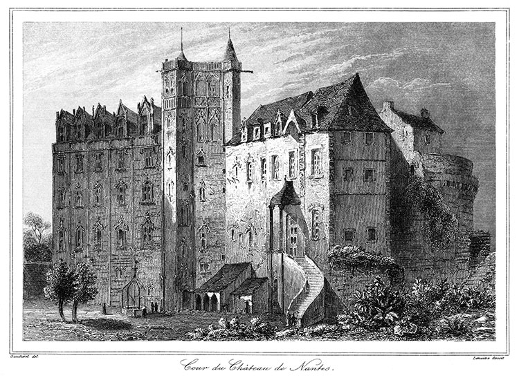 Pour Zoom, Le château de Nantes vers 1840 - gravure reproduite puis restaurée numériquement par  © Norbert Pousseur