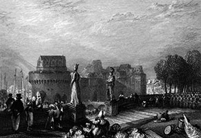 Vignette de L'esplanade devant le château de Nantes vers 1850 - gravure reproduite puis restaurée numériquement par  © Norbert Pousseur