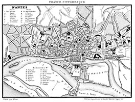 Vignette du Plan de Nantes vers 1870 - gravure reproduite puis restaurée numériquement par  © Norbert Pousseur