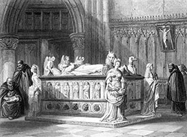 Vignette du Tombeau de François II, duc de Bretagne dans la cathédrale de Nantes - gravure reproduite puis restaurée numériquement par  © Norbert Pousseur