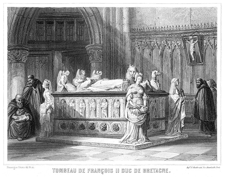 Pour Zoom, Tombeau de François II, duc de Bretagne dans la cathédrale de Nantes - gravure reproduite puis restaurée numériquement par  © Norbert Pousseur