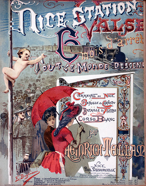 Couverture de musique  pour Une valse à Nice - gravure reproduite et restaurée numériquement par © Norbert Pousseur