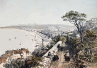 Pour zoom, Nice du muret de l'ancien château - gravure reproduite et restaurée numériquement par © Norbert Pousseur