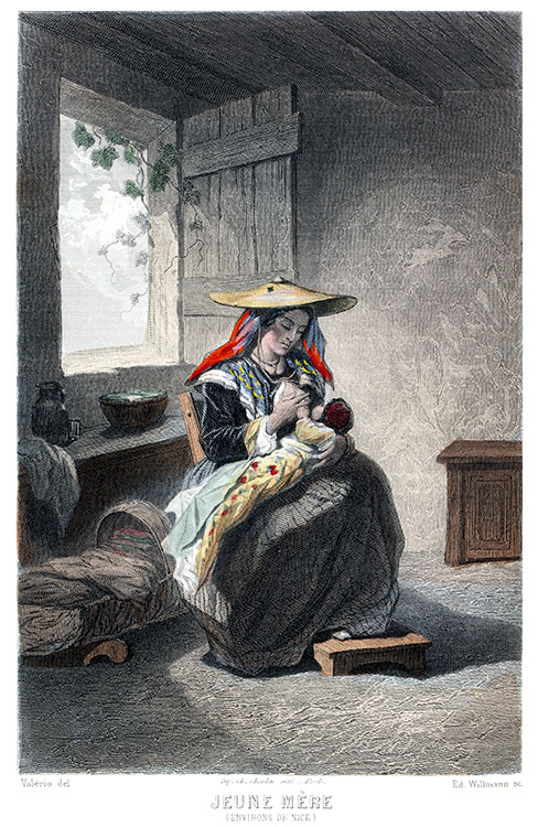 Niçoise à l'enfant - gravure reproduite et restaurée numériquement par © Norbert Pousseur