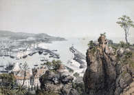 Pour zoom, Port de Nice  vers 1860 - gravure reproduite et restaurée numériquement par © Norbert Pousseur