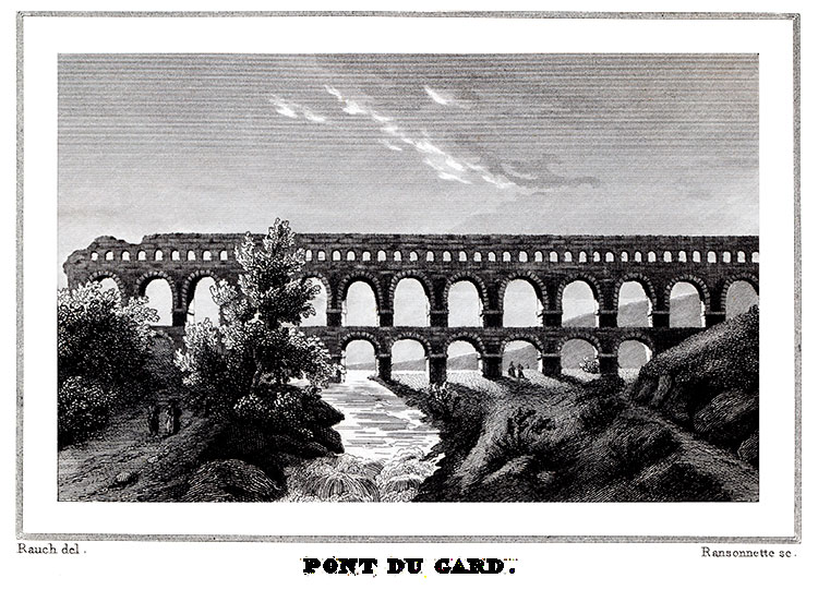 Vue générale de Nîmes vers 1830 - gravure reproduite et retouchée numériquement par © Norbert Pousseur