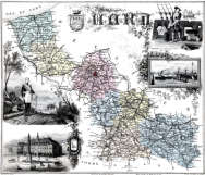 Zoom sur Carte du département du Nord en 1883 par Vuillemin - gravure reproduite et restaurée numériquement par © Norbert Pousseur