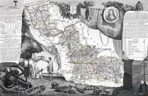 Zoom sur carte du Nord par Levasseur en 1847 - gravure reproduite et restaurée numériquement par © Norbert Pousseur