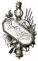 Zoom sur Aurillac vers vers 1880, - gravure reproduite et restaurée numériquement par © Norbert Pousseur