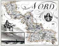 Zoom sur carte du Nord  par Vuillemin en 1851 - gravure reproduite et restaurée numériquement par © Norbert Pousseur