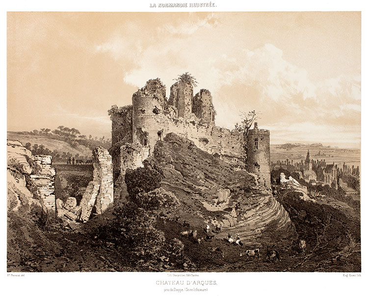 Château d'Arques vers 1860 par Félix Benoist - reproduction © Norbert Pousseur