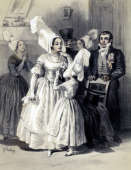 Zoom sur St Caprais à Agen vers 1840 - gravure reproduite et restaurée numériquement par © Norbert Pousseur