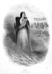Zoom sur Mort de Jeanne d'Arc sur son bucher, gravure de Raffet - gravure reproduite et restaurée numériquement par © Norbert Pousseur