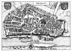 Zoom sur Plan de la ville d'Orléans, au 17ème siècle - gravure reproduite et restaurée numériquement par © Norbert Pousseur