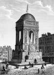 Zoom sur Paris - la fontaine des innocents vers 1835- gravure  reproduite puis restaurée par © Norbert Pousseur