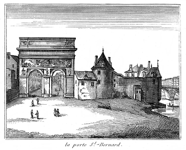 Paris - Porte St Bernard  et la prison de Tournelles - Gravure  reproduite puis restaurée par © Norbert Pousseur
