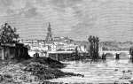 Zoom sur Périgueux et les bords de l'Isle vers 1870 - gravure reproduite et restaurée numériquement par © Norbert Pousseur