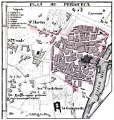 Zoom sur PPlan de Périgueux au 19ème siècle - gravure reproduite et restaurée numériquement par © Norbert Pousseur