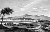 Zoom sur Vue d'ensemble de Perpignan vers 1830 - gravure reproduite et restaurée numériquement par © Norbert Pousseur