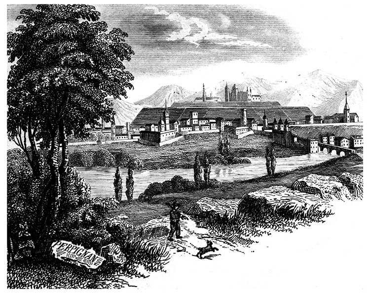 La citadelle et Perpignan et ses monuments - gravure reproduite et restaurée numériquement par © Norbert Pousseur La citadelle et Perpignan et ses monuments - gravure reproduite et restaurée numériquement par © Norbert Pousseur