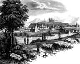 Zoom sur La citadelle et Perpignan et ses monuments - gravure reproduite et restaurée numériquement par © Norbert Pousseur