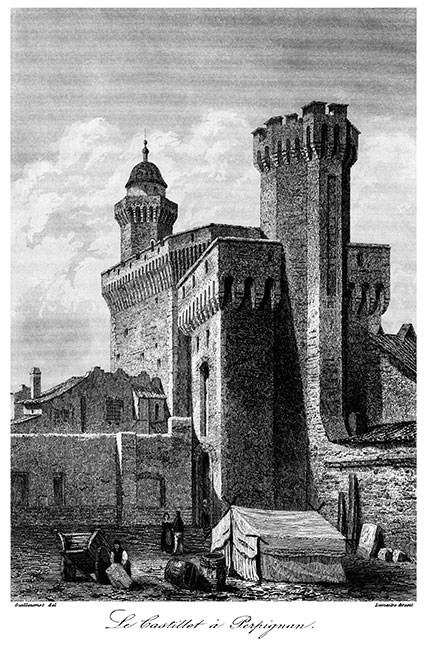 Le Castillet de Perpignan vers 1840 - gravure reproduite et restaurée numériquement par © Norbert Pousseur Le Castillet de Perpignan vers 1840 - gravure reproduite et restaurée numériquement par © Norbert Pousseur