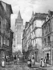 Zoom pour Une rue de Quimper - gravure reproduite et restaurée numériquement par © Norbert Pousseur