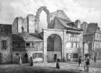 Zoom pour La rue du château à Quimperlé - gravure reproduite et restaurée numériquement par © Norbert Pousseur