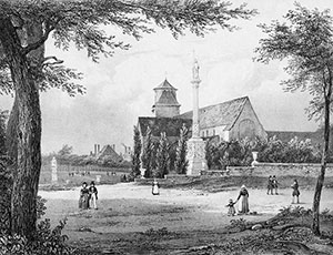 Porte Mordelaise à Rennes, vers 1850 - gravure reproduite et restaurée numériquement par © Norbert Pousseur