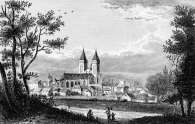 Zoom pour Quimper, vue générale vers 1835 - gravure reproduite et retouchée numériquement par © Norbert Pousseur