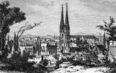 Zoom pour Les toits de Quimper vers 1875 - gravure reproduite et retouchée numériquement par © Norbert Pousseur