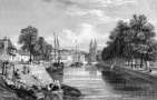 Zoom pour Quimper le long de l'Odet  vers 1860 - gravure de Jérôme Potel, reproduite et retouchée numériquement par © Norbert Pousseur
