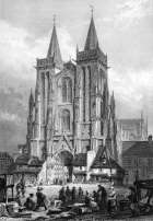 Zoom pour La cathédrale de Quimper vers 1850,  - gravure reproduite et restaurée numériquement par © Norbert Pousseur