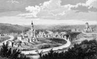 Zoom pour Quimperlé, vue générale vers 1835 - gravure reproduite et restaurée numériquement par © Norbert Pousseur