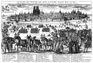 Zoom sur Voyage et route de Versailles à Reims pour le sacre de louis XI  - gravure conservée et numérisée par la © BNF,restaurée numériquement par © Norbert Pousseur